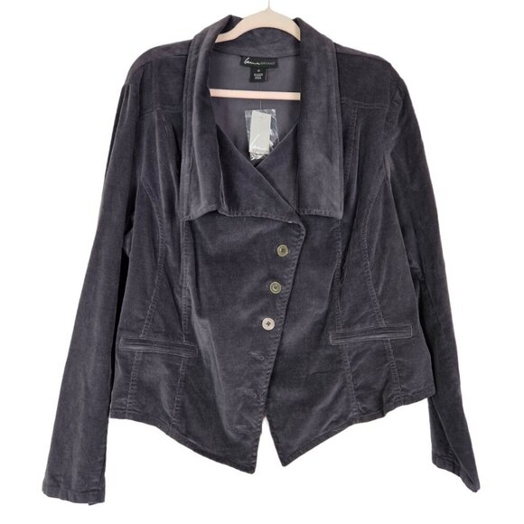 Lane Bryant Jackets & Blazers - NWT Lane Bryant Gray Stretch Corduroy Asymmetrical Hem Jacket 22